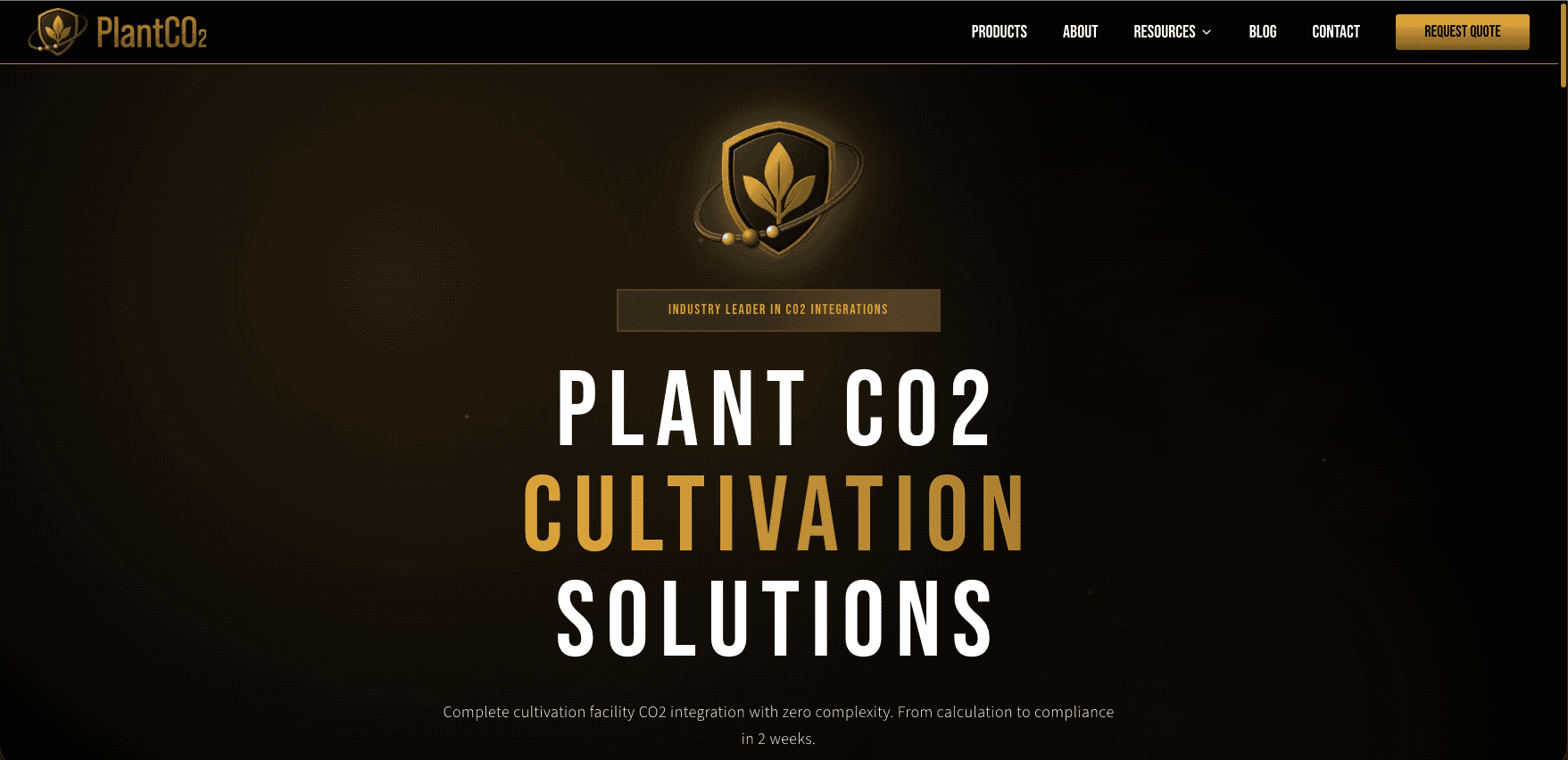 PlantCO2 homepage hero section after the rebuild